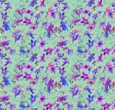 Yaz mavi çiçekler seamless modeli