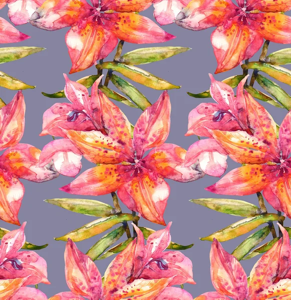 Lily flowers seamless pattern — Stock Photo, Image