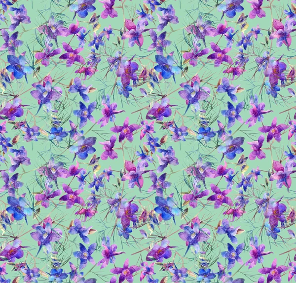 Summer Blue Flowers Seamless Pattern — Stock Photo, Image