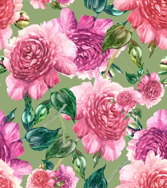 Pink Peonies Seamless Pattern — Stock Photo, Image