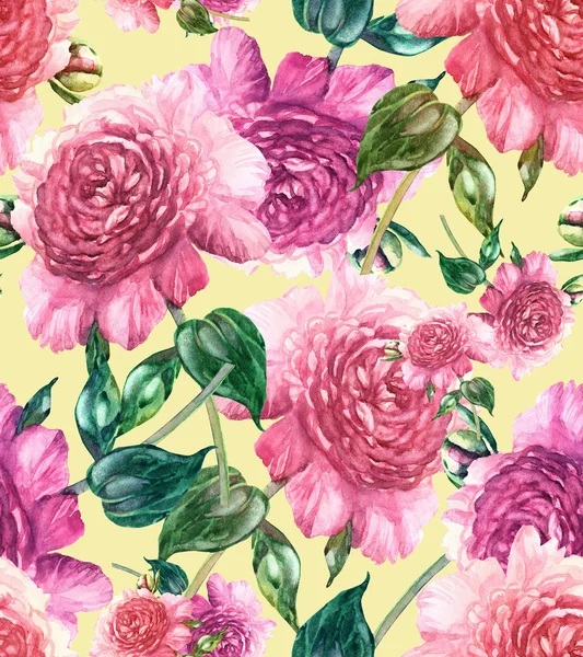 Pink Peonies Seamless Pattern — Stock Photo, Image