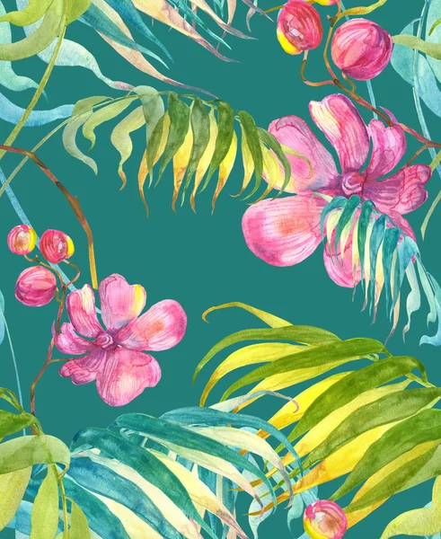 Tropical Flowers Seamless Pattern — Stock Photo, Image