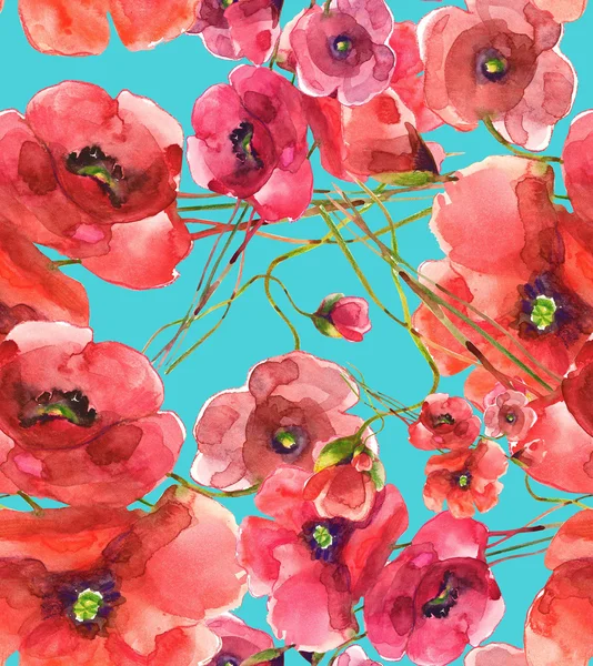 Poppies padrão sem costura — Fotografia de Stock