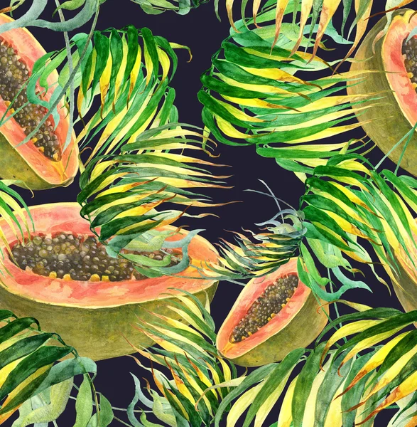 Tropiska seamless mönster med papaya — Stockfoto
