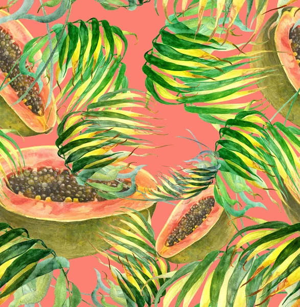 Modèle sans couture tropicale avec papaye — Photo