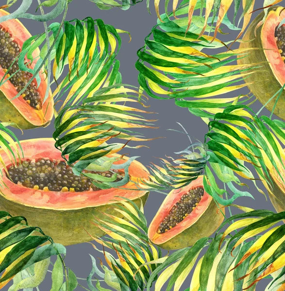 Tropical Seamless Pattern with papaya — Stock Photo, Image