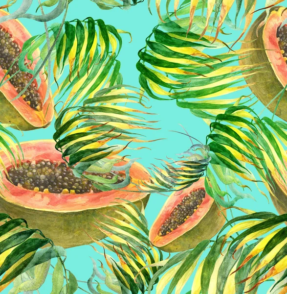 Tropiska seamless mönster med papaya — Stockfoto
