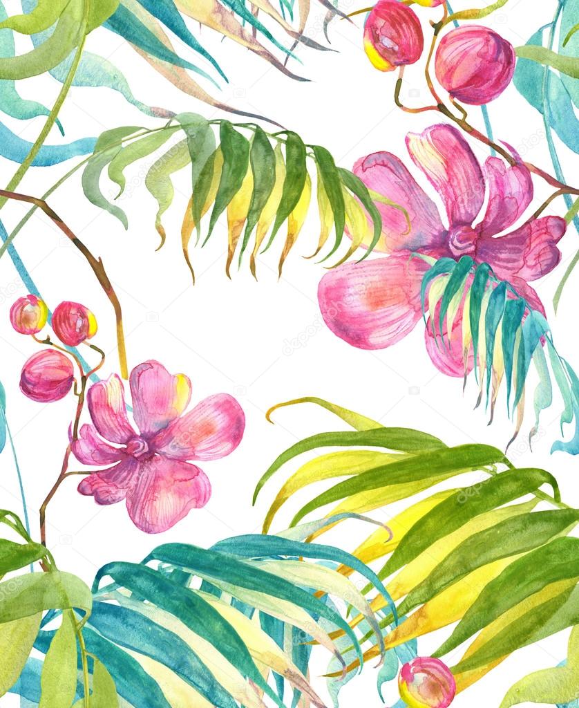 Tropical Flowers Seamless Pattern