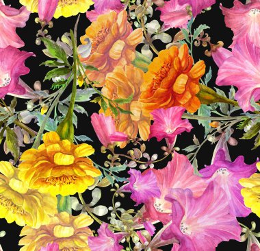 Petunya ve kadife çiçeği çiçek