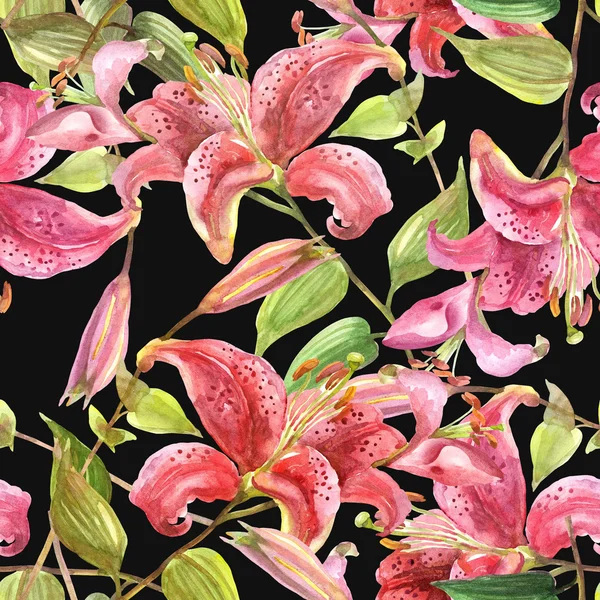 Beautiful Lily Seamless Pattern — Stock Photo, Image