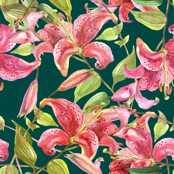 Beautiful Lily Seamless Pattern — Stock Photo, Image