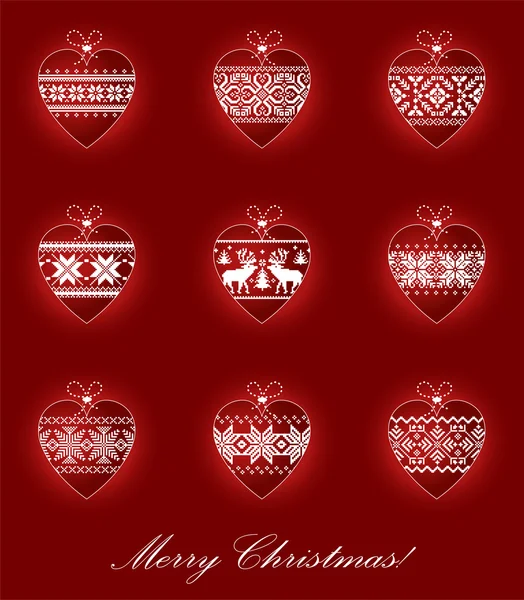 Christmas postcard with hearts — Stock Vector