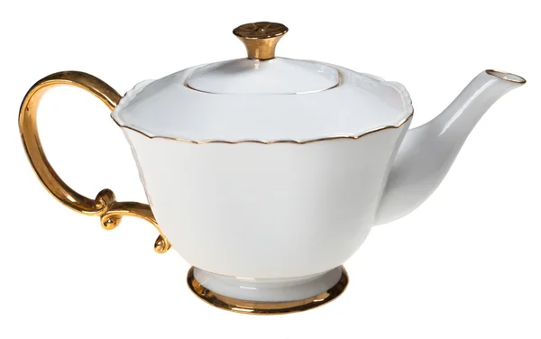 White and gold teapot — Stock Photo, Image