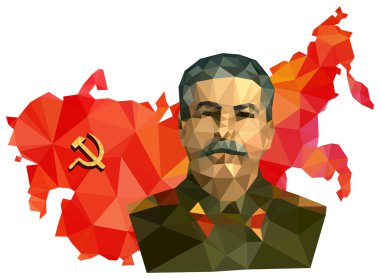 Soviet Union, USSR, map with flag, portrait of Stalin clipart