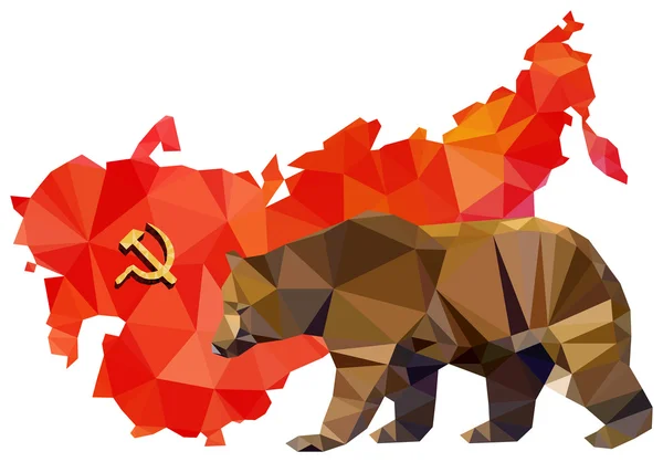 Union soviétique, URSS, carte avec drapeau, Ours — Photo