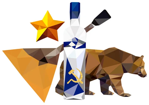 Simbolismo ruso. oso, estrella, balalaika, vodka Imagen De Stock