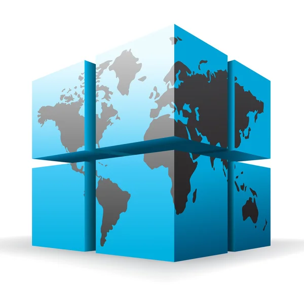 Cubos y mapa del mundo . — Archivo Imágenes Vectoriales