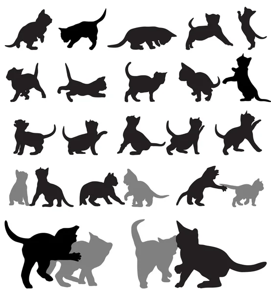 Siluetas de gatito — Archivo Imágenes Vectoriales
