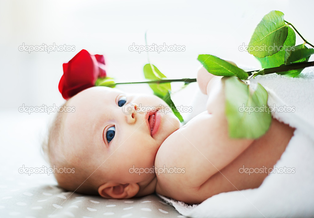 Baby and rose