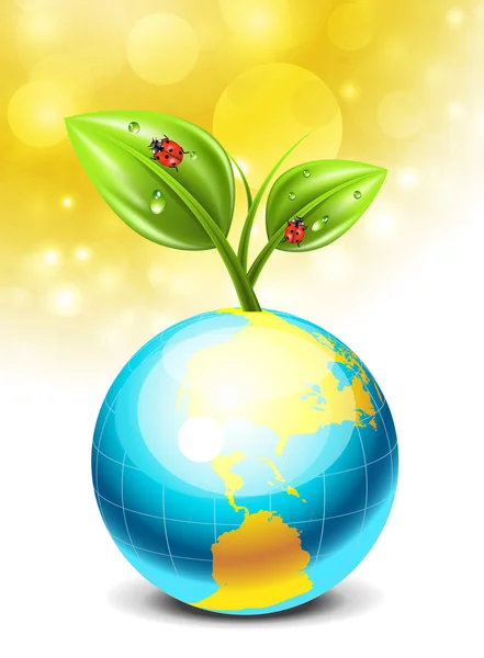 Globus und Pflanze — Stockvektor