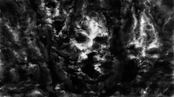 Assustador Três Cabeças Fantasma Emergem Nevoeiro Olhar Com Maus Olhos Fotografia De Stock