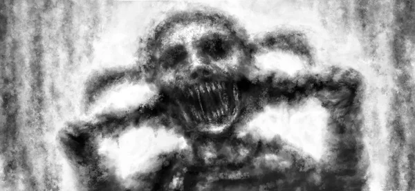Spaventoso Demone Mutante Ride Urla Arrabbiate Non Morti Illustrazione Spettrale — Foto Stock