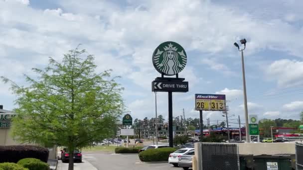 Augusta Usa Pan Kawiarni Starbucks Tła Ruchu Washington Road — Wideo stockowe