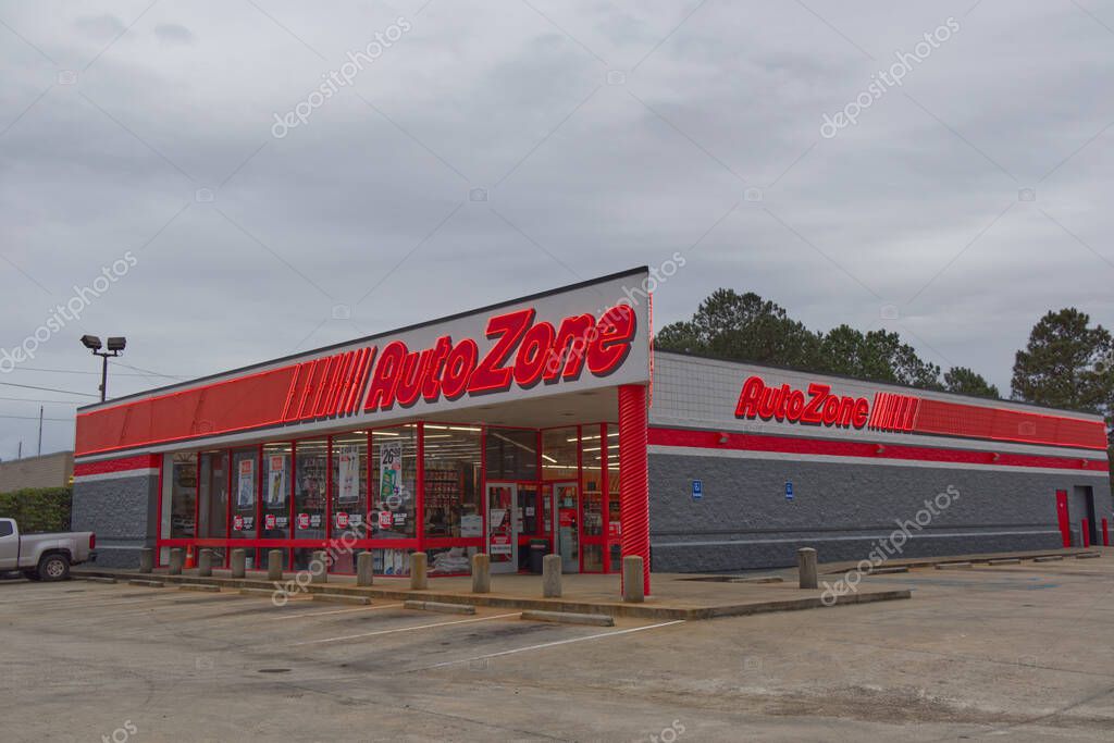 Augusta, Ga USA - 03 01 21: AutoZone retail store front entrance view