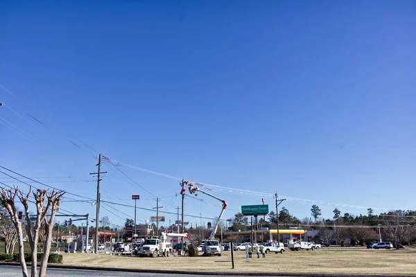 Columbia County Usa Power Line Crew Machines Aan Het Werk — Stockfoto