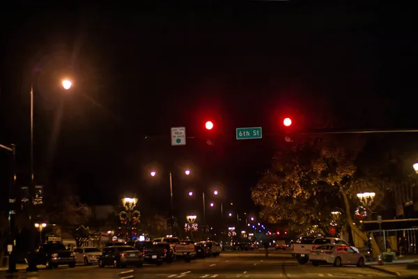 Augusta Usa Downtown Augusta Georgia Night Netflix Holiday Decorations People — Stock Photo, Image