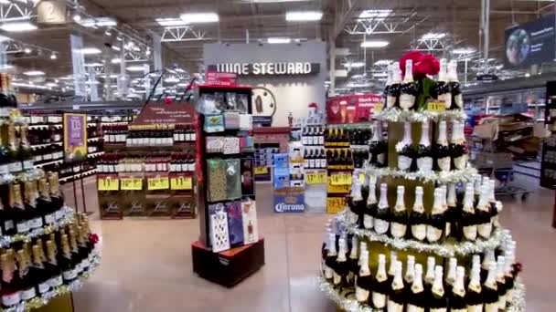 Columbia County Eua Kroger Varejo Mercearia Interior Holiday Wine Section — Vídeo de Stock