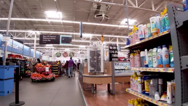 Evans Usa Walmart Butik Interiör Thanksgiving Shoppare Människor Framför Butiken — Stockvideo