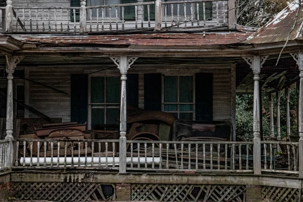 Velha Casa Assustadora Ruínas Abandonada Ruínas Geórgia Rural — Fotografia de Stock