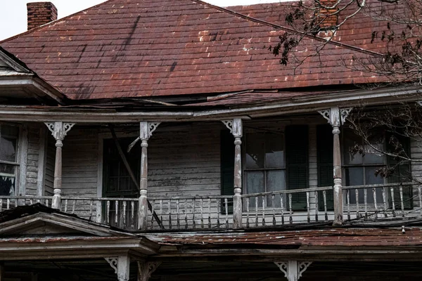 Velha Casa Assustadora Ruínas Abandonada Ruínas Geórgia Rural — Fotografia de Stock