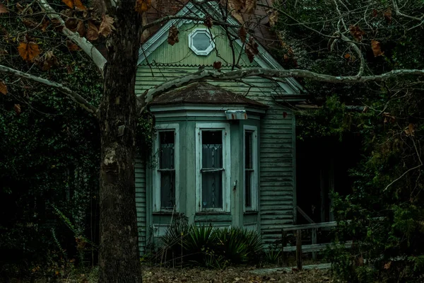 Old Abandoned Dilapidated Creepy Scary House Rural Georgia — Stock Photo, Image