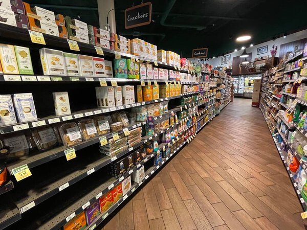 Augusta, Ga USA - 12 19 21: Fresh Market retail grocery store interior holidays