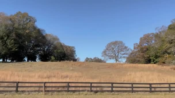 Rondel Brązowego Drewnianego Ogrodzenia Pastwisk Wsi Gruzja — Wideo stockowe
