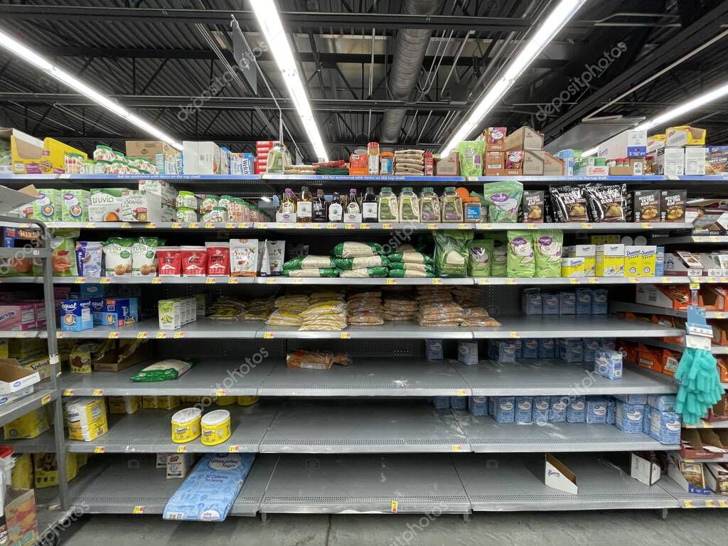 Martinez, Ga USA - 12 23 21: Walmart retail grocery store interior