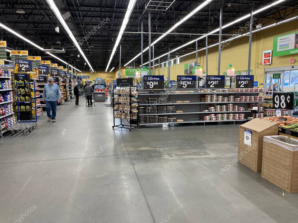 Martinez, Ga USA - 12 23 21: Walmart retail grocery store interior
