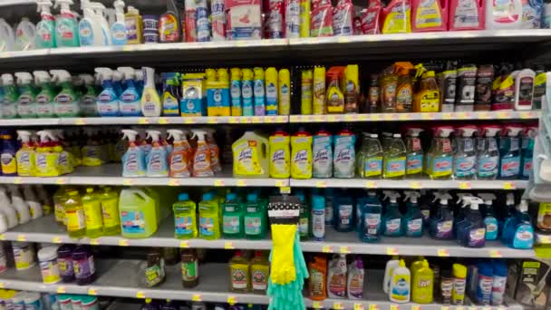 マルティネス ガインUsa 12月23日21 Walmart小売食料品店化学通路のインテリアパン — ストック動画