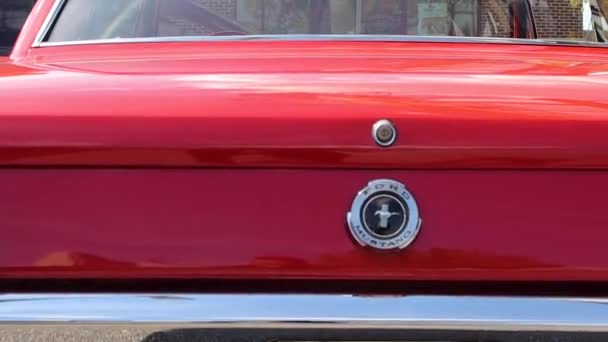 Usa Grovetown 1966 Vintage Rare Red Ford Mustang Back Pan — 图库视频影像