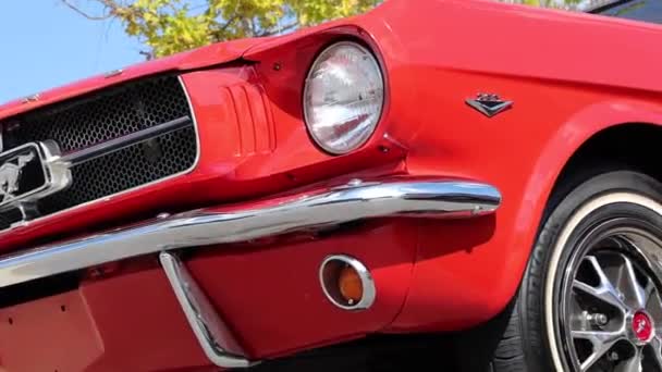 Grovetown Usa 1966 Vintage Σπάνιο Κόκκινο Ford Mustang Full Side — Αρχείο Βίντεο