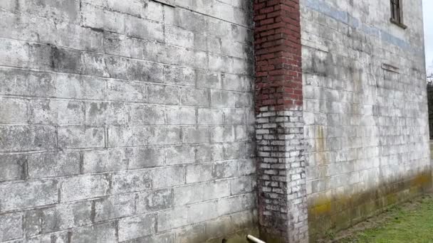 Creepy Scene Abandoned Building Tilt Brick Chimney — 图库视频影像