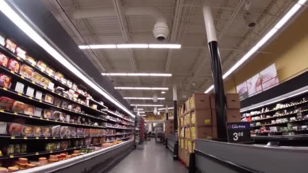 Augusta États Unis Intérieur Épicerie Walmart Sur Tobacco Road Pan — Video