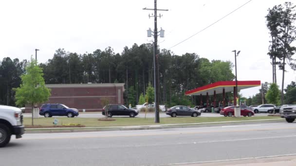 Columbia County Usa Long Lines Cars Waiting Gas Gas Pro — Vídeo de Stock