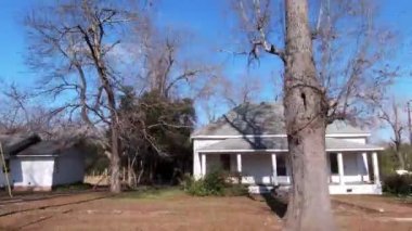 Vidette, Ga USA - 01 02 22: Small town USA Pan old southern homes play park and City hall