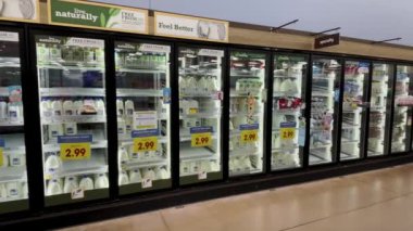 Grovetown, Ga USA - 01 15 22: Georgia snow scare Kroger retail grocery store hard shopped milk section