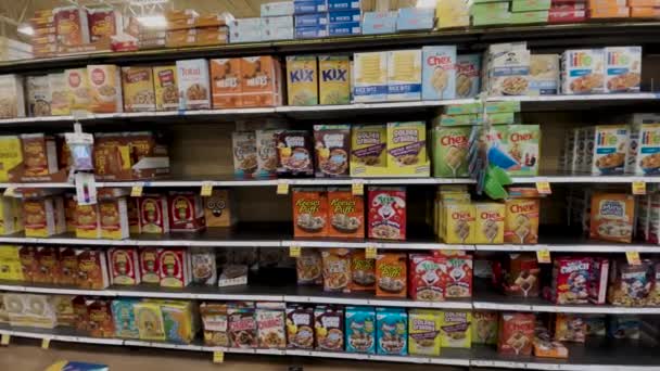 Grovetown Usa Georgia Snow Scare Kroger Retail Grocery Pan Cereal — стокове відео
