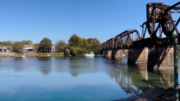 Augusta Usa Augusta Riverwalk Залишив Панські Будинки Річці Саванна Старовинний — стокове відео