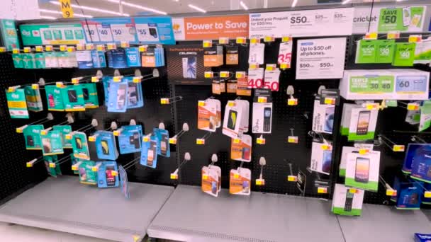 Augusta Usa Georgia Walmart Interieur Deel Van Mobiele Telefoon Service — Stockvideo